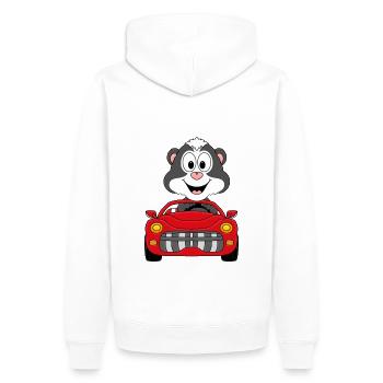 STINKTIER - AUTO - TIER - KIND - BABY - Männer Premium Bio Hoodie - Weiß - Hinten - Nico (187cm)