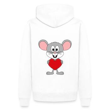 MAUS - LIEBE - TIER - KIND - BABY - Männer Premium Bio Hoodie - Weiß - Hinten - Nico (187cm)