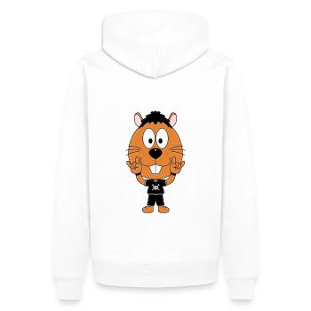 BIBER - OTTER - FESTIVAL - MUSIK - METAL - ROCK - Männer Premium Bio Hoodie - Weiß - Hinten - Nico (187cm)