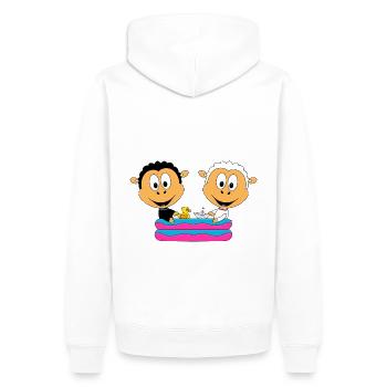 SCHAFE - POOL - TIERE - KIND - BABY - Männer Premium Bio Hoodie - Weiß - Hinten - Nico (187cm)