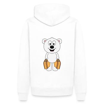 EISBÄR - KOFFER - REISE - URLAUB - AUSWANDERER - Männer Premium Bio Hoodie - Weiß - Hinten - Nico (187cm)