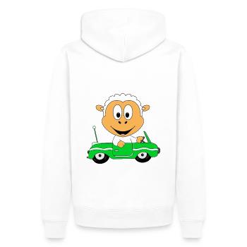 SCHAF - AUTOFAHRER - AUTO - CABRIO - TIER - FUN - Männer Premium Bio Hoodie - Weiß - Hinten - Nico (187cm)