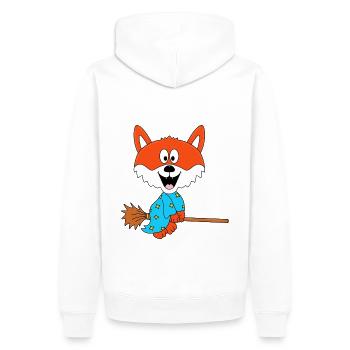 FUCHS - HEXENBESEN - HEXE - TIER - KIND - BABY - Männer Premium Bio Hoodie - Weiß - Hinten - Nico (187cm)