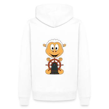 BOOT - SCHIFF - KAPITÄN - SCHAF - SEEMANN - MEER - Männer Premium Bio Hoodie - Weiß - Hinten - Nico (187cm)