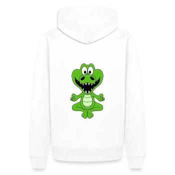 KROKODIL - YOGA - PILATES - TIER - TIERISCH - Männer Premium Bio Hoodie - Weiß - Hinten - Nico (187cm)