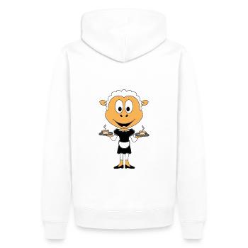 SCHAF - KELLNERIN - GASTRONOMIE - KAFFEE - TEE - Männer Premium Bio Hoodie - Weiß - Hinten - Nico (187cm)