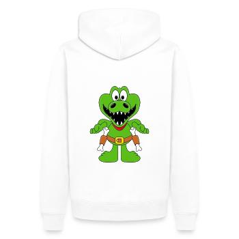 COWBOY - WESTERN - KROKODIL - SHERIFF - PISTOLEN - Männer Premium Bio Hoodie - Weiß - Hinten - Nico (187cm)
