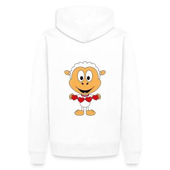 SCHAF - HERZEN - LIEBE - LOVE - TIER - TIERISCH - Männer Premium Bio Hoodie - Weiß - Hinten - Nico (187cm)