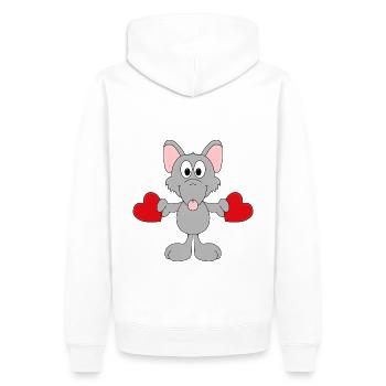 RATTE - HERZEN - LIEBE - TIERLIEB - TIERISCH - Männer Premium Bio Hoodie - Weiß - Hinten - Nico (187cm)