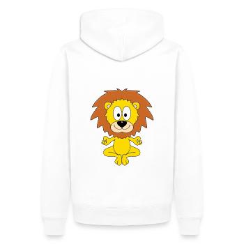 YOGA - PILATES - LÖWE - TIER - TIERISCH - FUN - Männer Premium Bio Hoodie - Weiß - Hinten - Nico (187cm)