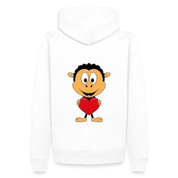 SCHAF - HERZ - LIEBE - LOVE - TIER - KIND - BABY - Männer Premium Bio Hoodie - Weiß - Hinten - Nico (187cm)