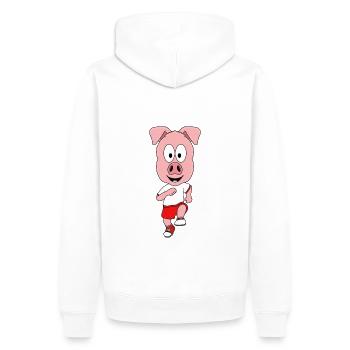 SCHWEIN - LAUFEN - JOGGEN - SPORT - MARATHON - Männer Premium Bio Hoodie - Weiß - Hinten - Nico (187cm)