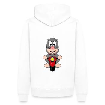 MAULWURF - MOTORRAD - MOTORRADFAHRER - BIKER - Männer Premium Bio Hoodie - Weiß - Hinten - Nico (187cm)