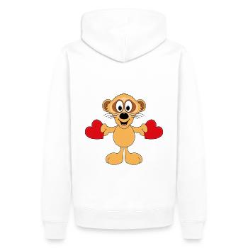 ERDMÄNNCHEN - LIEBE - LOVE - TIER - KINDER - Männer Premium Bio Hoodie - Weiß - Hinten - Nico (187cm)