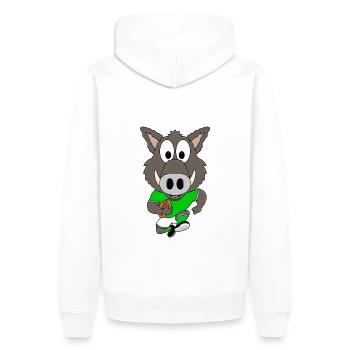 WILDSCHWEIN - AMERICAN FOOTBALL - SPORT - TIER - Männer Premium Bio Hoodie - Weiß - Hinten - Nico (187cm)