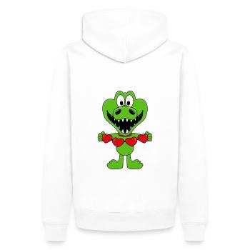 KROKODIL - LIEBE - LOVE - TIER - KINDER - BABY - Männer Premium Bio Hoodie - Weiß - Hinten - Nico (187cm)