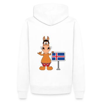 PFERD - ISLANDPFERD - ISLAND - SHAKA - ISLÄNDER - Männer Premium Bio Hoodie - Weiß - Hinten - Nico (187cm)