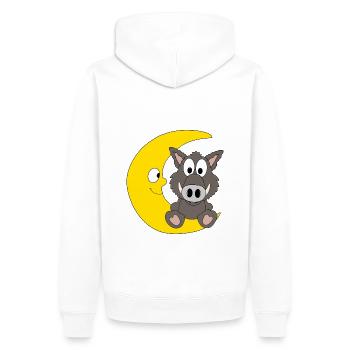 WILDSCHWEIN - MOND - TIER - KINDER - BABY - Männer Premium Bio Hoodie - Weiß - Hinten - Nico (187cm)