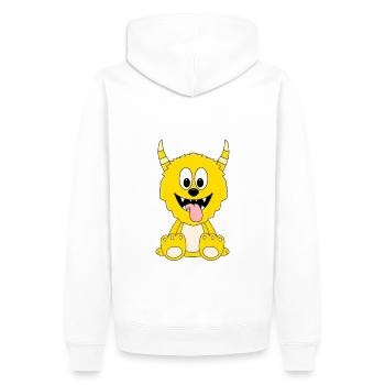 MONSTER - TIER - KINDER - BABY - Männer Premium Bio Hoodie - Weiß - Hinten - Nico (187cm)