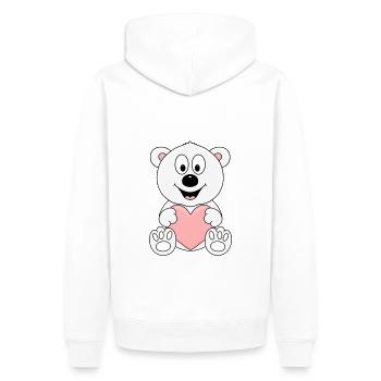 EISBÄR - HERZ - LIEBE - TIER - KINDER - BABY - Männer Premium Bio Hoodie - Weiß - Hinten - Nico (187cm)
