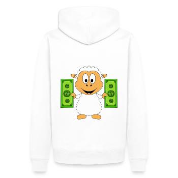 SCHAF - GELD - TIER - TIERISCH - Männer Premium Bio Hoodie - Weiß - Hinten - Nico (187cm)