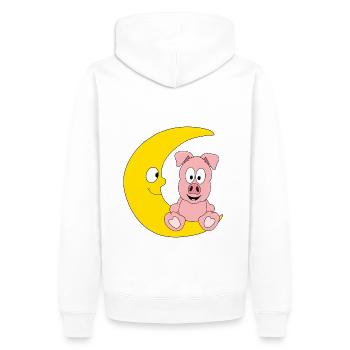 SCHWEIN - MOND - TIER - KINDER - BABY - Männer Premium Bio Hoodie - Weiß - Hinten - Nico (187cm)