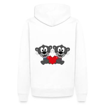 PANTHER - LIEBE - LOVE - TIERE - VERLIEBT - Männer Premium Bio Hoodie - Weiß - Hinten - Nico (187cm)