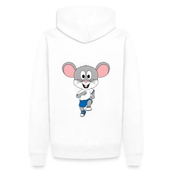 MAUS - SPORT - LAUFEN - JOGGEN - MARATHON - TIER - Männer Premium Bio Hoodie - Weiß - Hinten - Nico (187cm)