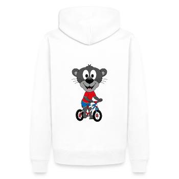 PANTHER - FAHRRAD - TIER - TIERISCH - BIKER - Männer Premium Bio Hoodie - Weiß - Hinten - Nico (187cm)