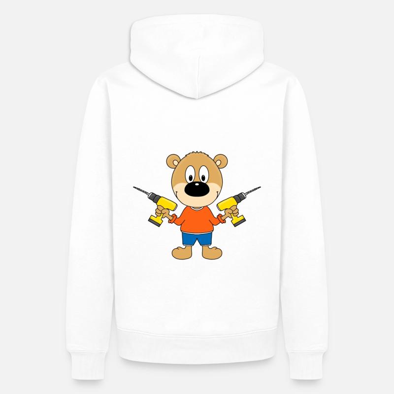 TEDDY - BÄR - HEIMWERKER - HANDWERKER - BOHRER - Männer Premium Bio Hoodie - Weiß