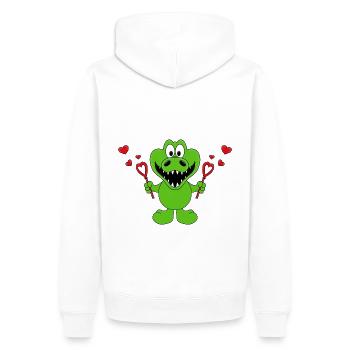 KROKODIL - SEIFENBLASEN - LIEBE - LOVE - TIERISCH - Männer Premium Bio Hoodie - Weiß - Hinten - Nico (187cm)