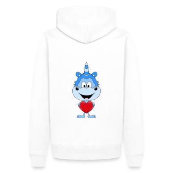 EINHORN - LIEBE - LOVE - VERLIEBT - HERZ - Männer Premium Bio Hoodie - Weiß - Hinten - Nico (187cm)