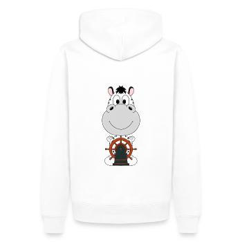 ZEBRA - KAPITÄN - BOOT - SCHIFF - MEER - SEE - Männer Premium Bio Hoodie - Weiß - Hinten - Nico (187cm)