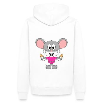 MAUS - BABY - FLÄSCHCHEN - GEBURT - KIND - TIER - Männer Premium Bio Hoodie - Weiß - Hinten - Nico (187cm)