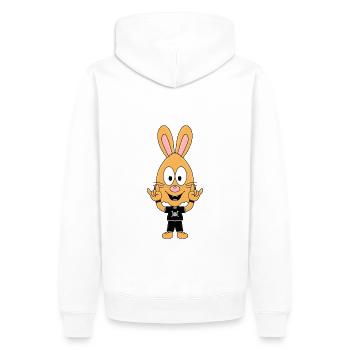HASE - ROCK - METAL - MUSIK - FESTIVAL - TIERISCH - Männer Premium Bio Hoodie - Weiß - Hinten - Nico (187cm)