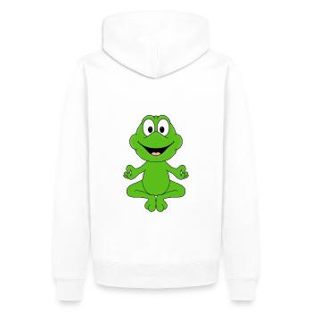 FROSCH - YOGA - PILATES - TIER - TIERISCH - Männer Premium Bio Hoodie - Weiß - Hinten - Nico (187cm)