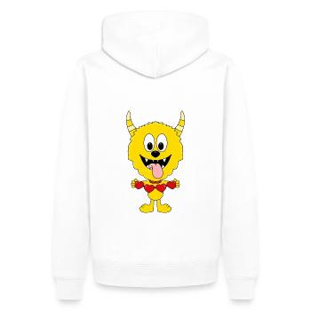 MONSTER - LIEBE - LOVE - KIND - BABY - HERZEN - Männer Premium Bio Hoodie - Weiß - Hinten - Nico (187cm)