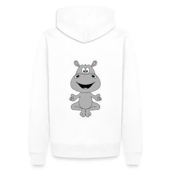 YOGA - NILPFERD - TIER - PILATES - TIERISCH - Männer Premium Bio Hoodie - Weiß - Hinten - Nico (187cm)