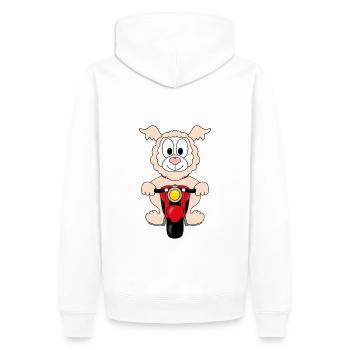 ALPAKA - LAMA - MOTORRAD - BIKER - MOTORSPORT - Männer Premium Bio Hoodie - Weiß - Hinten - Nico (187cm)