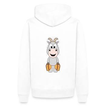 ZIEGE - KOFFER - REISE - URLAUB - FERIEN - TIER - Männer Premium Bio Hoodie - Weiß - Hinten - Nico (187cm)