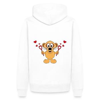 ERDMÄNNCHEN - SEIFENBLASEN - LIEBE - LOVE - Männer Premium Bio Hoodie - Weiß - Hinten - Nico (187cm)