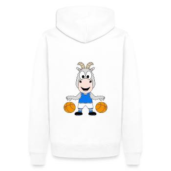 ZIEGE - BASKETBALL - SPORT - TIER - KIND - BABY - Männer Premium Bio Hoodie - Weiß - Hinten - Nico (187cm)