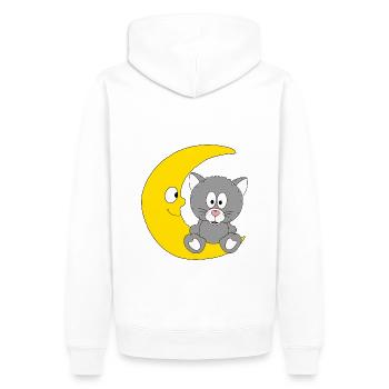 KATZE - MOND - TIER - KIND - BABY - FUN - Männer Premium Bio Hoodie - Weiß - Hinten - Nico (187cm)