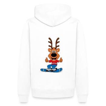 REH - RENTIER - SNOWBOARD - SPORT - TIER - Männer Premium Bio Hoodie - Weiß - Hinten - Nico (187cm)