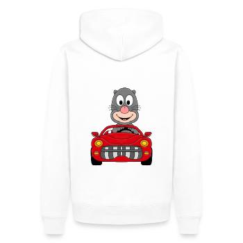 MAULWURF - CABRIO - AUTO - TIER - TIERISCH - FUN - Männer Premium Bio Hoodie - Weiß - Hinten - Nico (187cm)