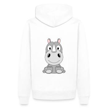 NASHORN - TIER - TIERISCH - KIND - BABY - LIEBE - Männer Premium Bio Hoodie - Weiß - Hinten - Nico (187cm)