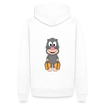 MAULWURF - KOFFER - REISE - URLAUB - FERIEN - TIER - Männer Premium Bio Hoodie - Weiß - Hinten - Nico (187cm)