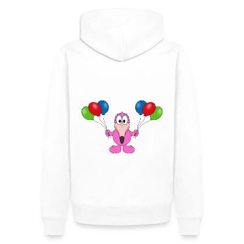 LUFTBALLONS - FLAMINGO - TIER - KIND - BABY - FUN - Männer Premium Bio Hoodie - Weiß - Hinten - Nico (187cm)