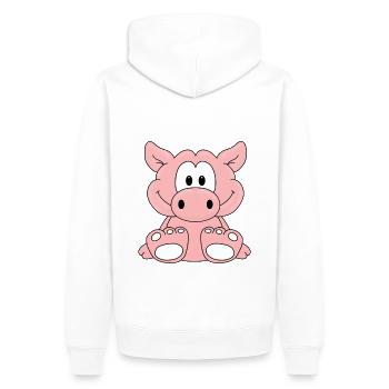 SCHWEIN - TIER - KIND - BABY - Männer Premium Bio Hoodie - Weiß - Hinten - Nico (187cm)