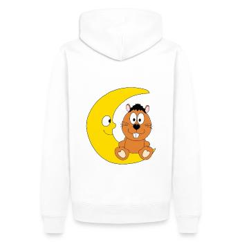 OTTER - BIBER - MARDER - MOND - TIER - KIND - BABY - Männer Premium Bio Hoodie - Weiß - Hinten - Nico (187cm)
